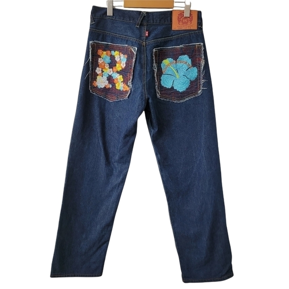 High Waist Wide Leg Button Fly  Embroidered  Jeans Size W30 L31 Designer… - Picture 2 of 12